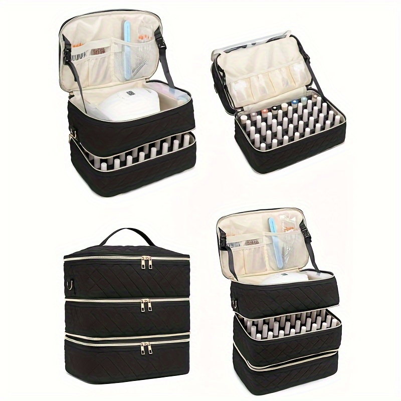 

80 Grid Three-layer Nail Polish Organizer Case Large Capacity Multi-functional Portable Professional Nail Polish Storage Bag