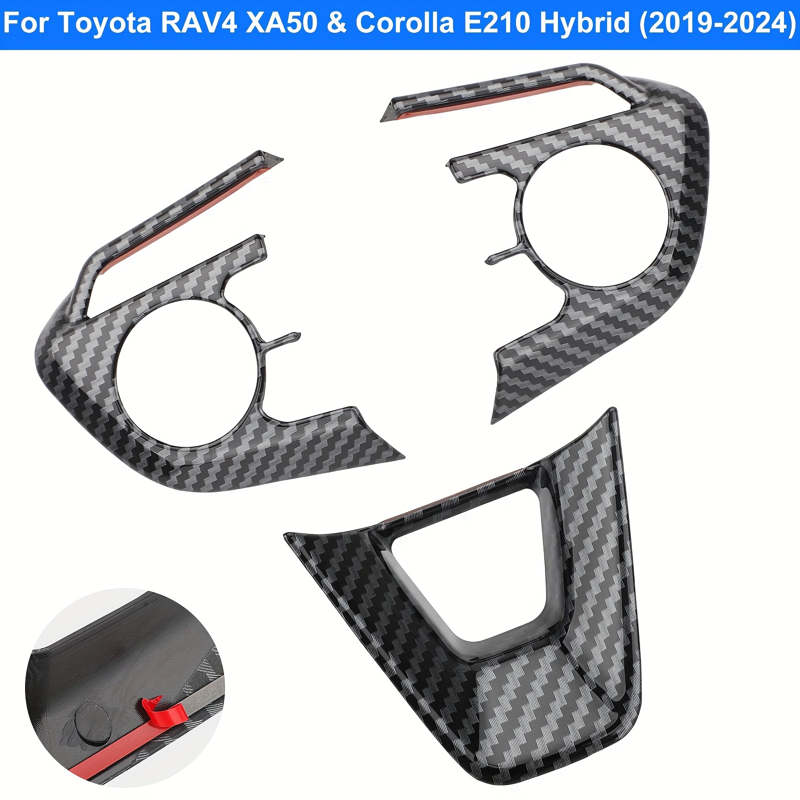 TEMU Trim Cover For Multimedia Buttons On A Carbon Fiber Style Steering Wheel Panel, Suitable For Universal Driving Positions, Designed For Rav4 And Corolla