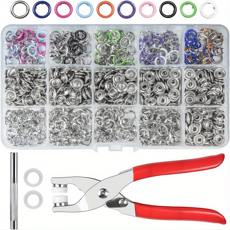 

200 Sets Metal Snaps Buttons With Fastener Pliers Press Tool Kit For Diy Crafts Clothes Hats And Sewing (10 Colors, 9.5mm)