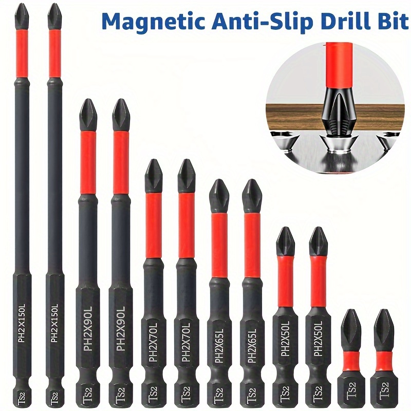 

Magnetic Anti-slip Drill Bit Set: 3/5/6 Pcs, S2 Steel, Phillips & Impact Bits For Electric & Manual Drivers, Anti-slip Grip Magnetic Drill Bit Set