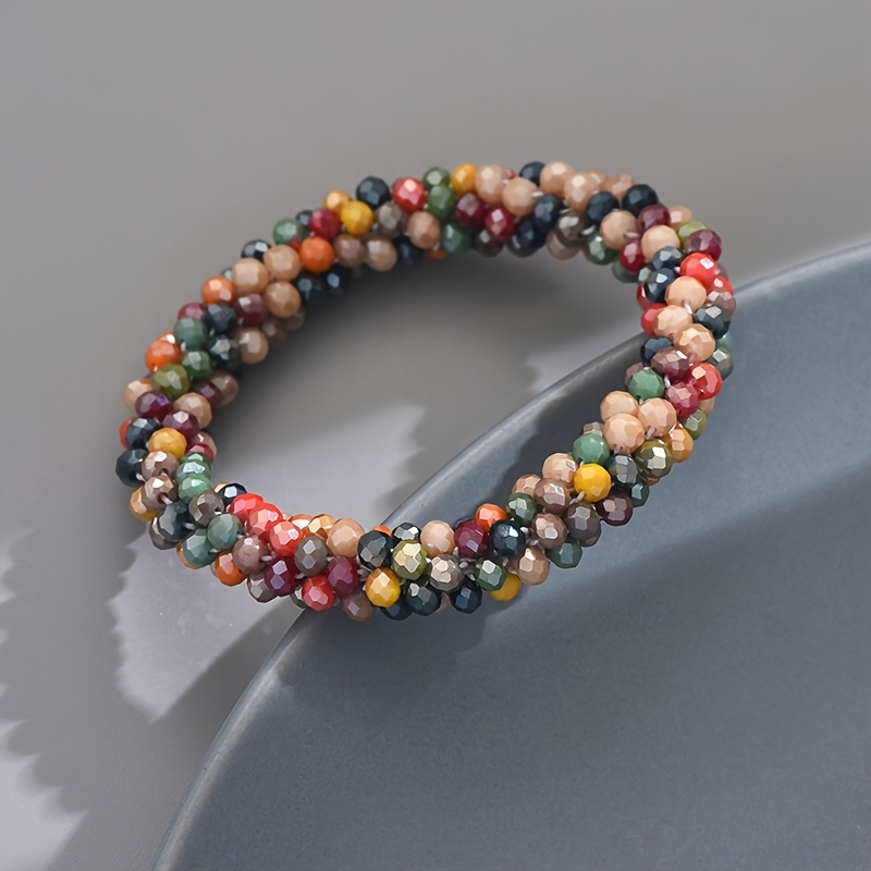 E-shop 1 Bohemian Geflochtenes Kunstkristall Armband für Damen, Zufällige Farbe Kunstkristall