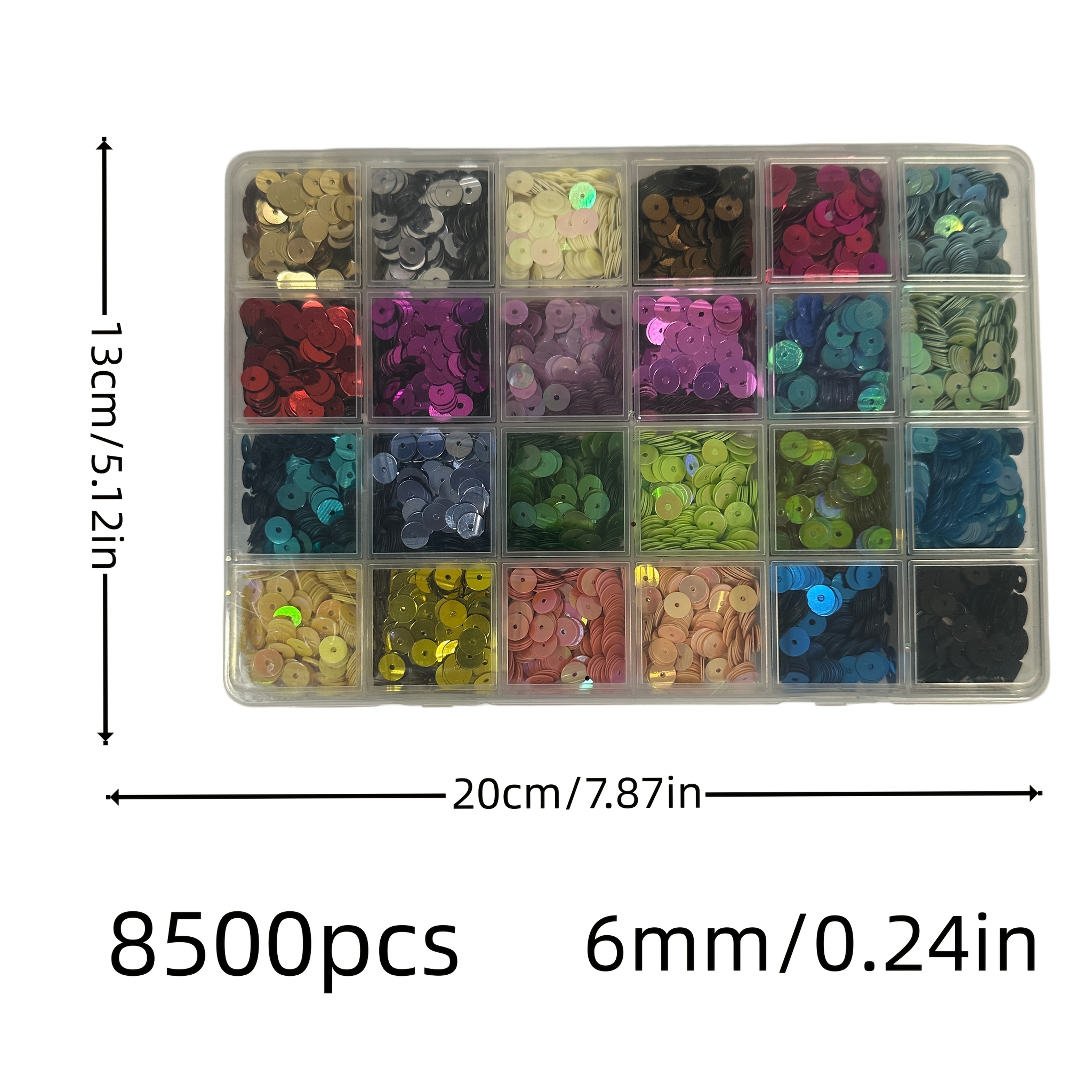 TEMU 8500pcs Of 6mm Flat Sequins, Equipped With A Sturdy And Durable Storage Box. Suitable For Various Handmade Art Such As Clothing, Holiday