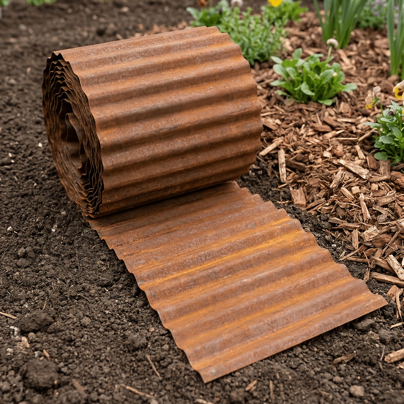 [2.5d] Soontrans Metal Lawn Edging, Galvanized Steel With Rolled Edge, Ideal Edging And Lawn Protection, Wavy Edge, Mixed Color, Particularly