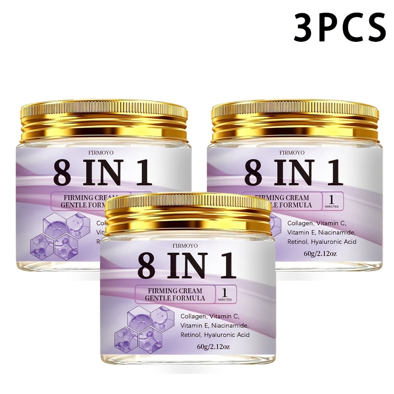 3pcs Facial Firming Cream Instantly And Lifts, Hydrates, Brightens , Skin Texture Formulated With Collagen, Retinol And Hyaluronic Acid Gentle Texture Suitable For Types 60g/2.12oz