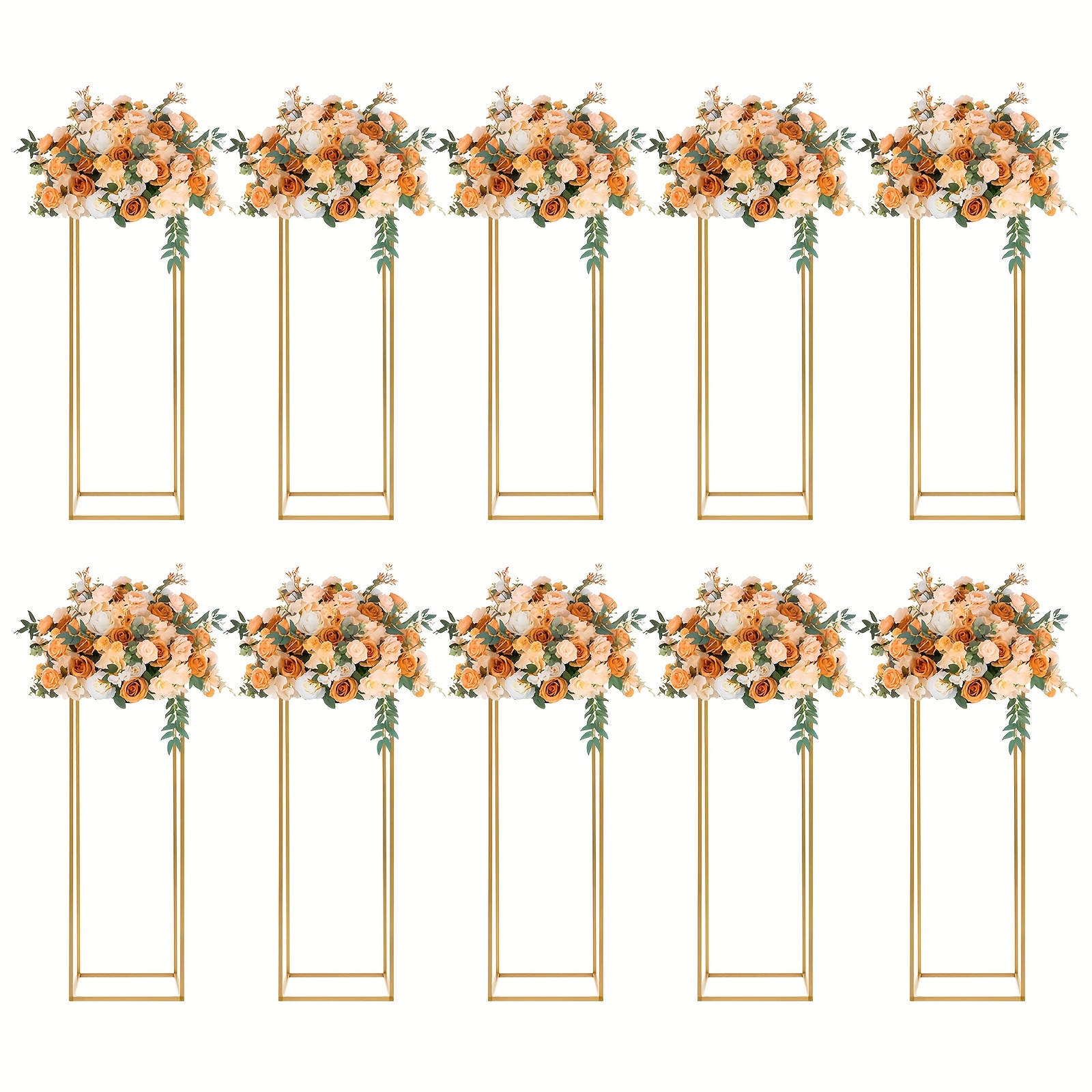 Image of Flower Stand, 10pcs 31.5inch/80cm Wedding Metal Vase Stand Detachable Column Flower Stand Geometric Centerpieces Vase For Tabletop Flower Arrangement, Wedding And Reception Decoration