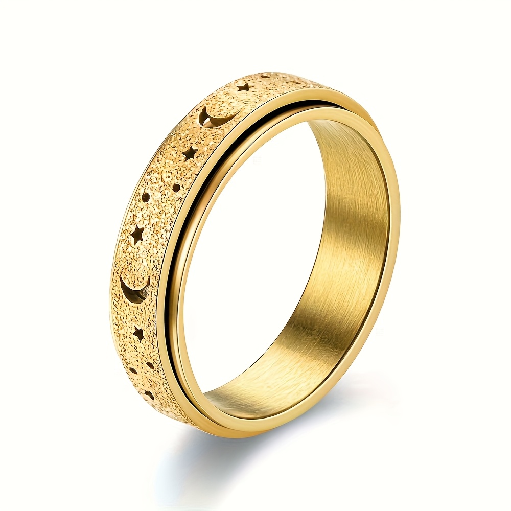 a 6mm titanium 316l stainless steel ring for men stylish and versatile with rotatable moon and sun ornament 316l stainless steel jewelry accessory Product details 2