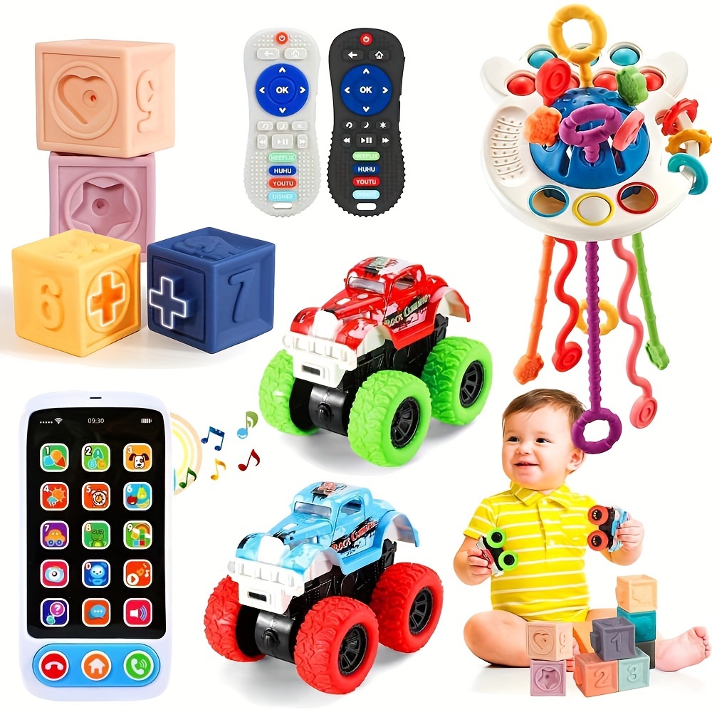 

Montessori Toys, Sensory Toys, Monster Trucks, Pull String Toys, Stacking Blocks, Sensory Shapes & Teething Simulation Remote Control