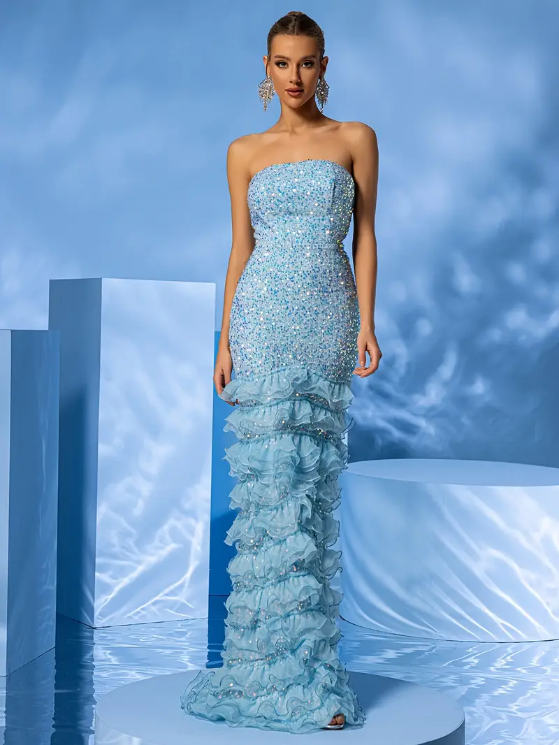 beaded border dress Scalloped Border Halter Beaded Gown Green