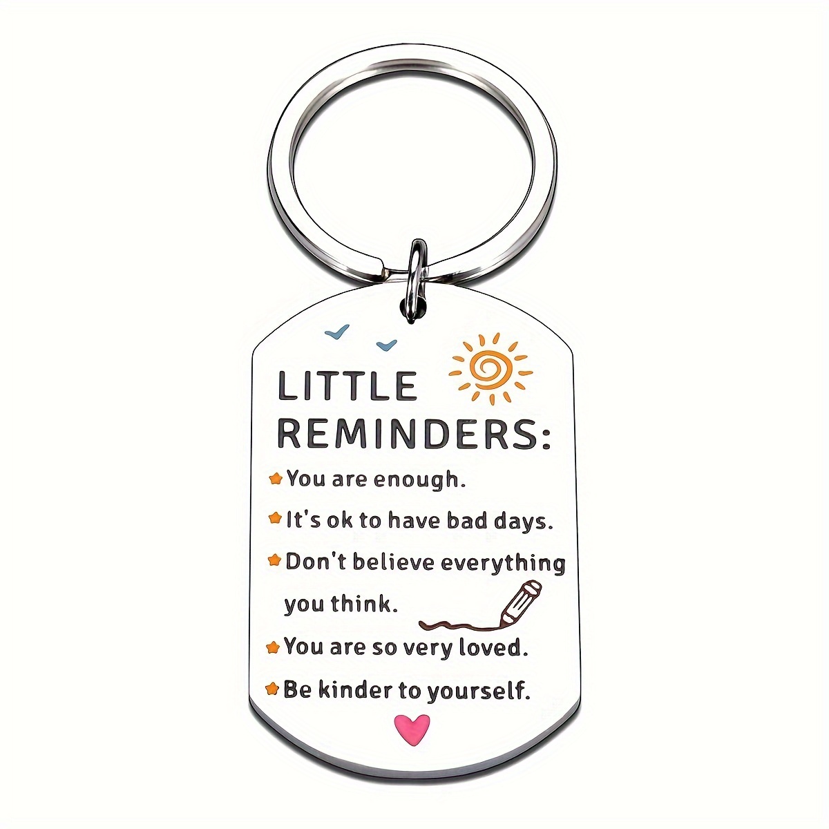 TEMU 1pc Color-printed Stainless Steel Military Brand "be Kinder To Yourself." Keychain, School Logo For Day, Small Reminder Keychain, Student