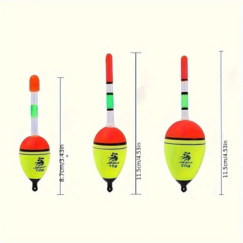 3pcs Set Of Eva -the-dark Floats - 10/15/20g High Visibility Durable Fishing Bobbers, Suitable For Night Fishing, Without Battery