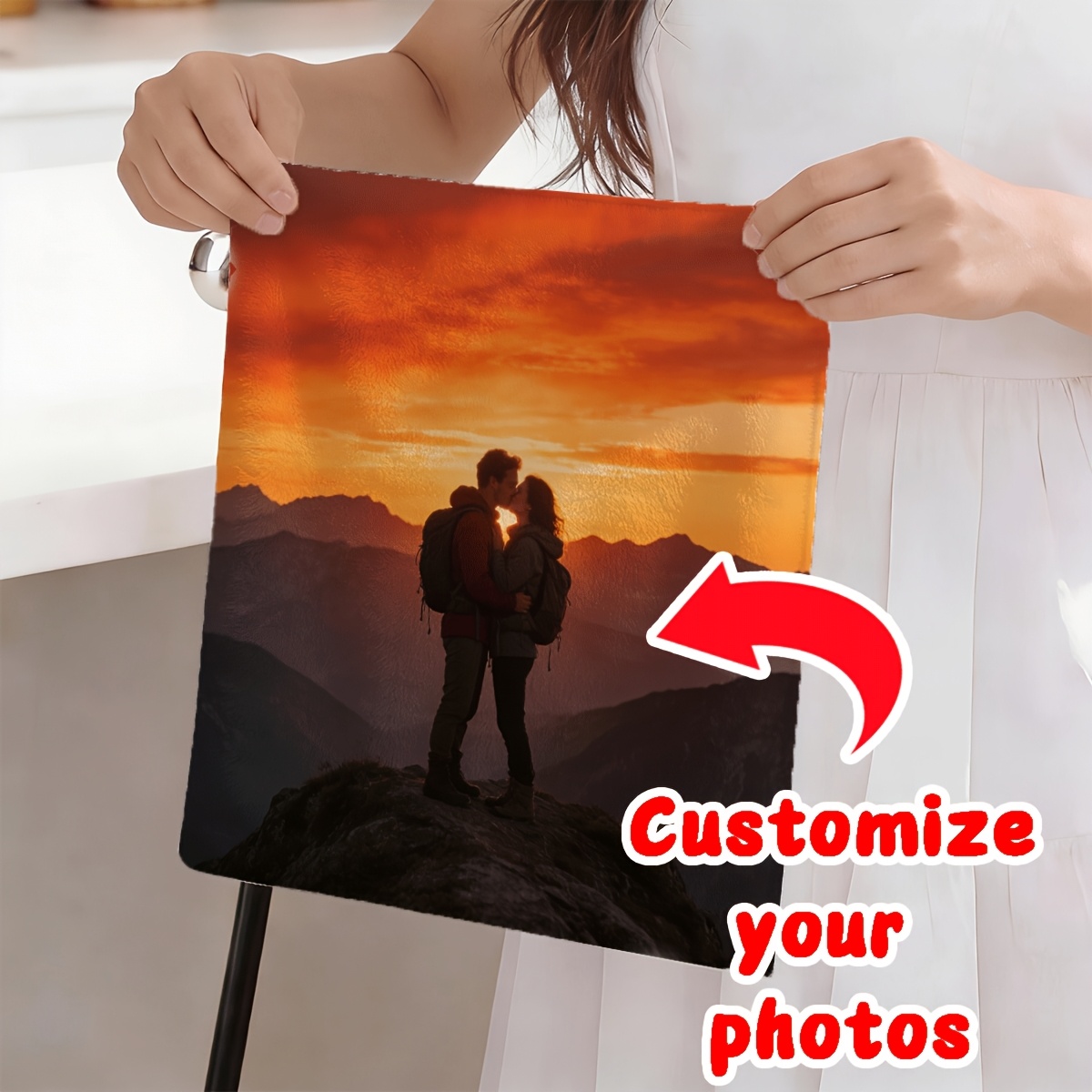 TEMU per la pulizia personalizzato con foto/testo/scrittura, disponibile in 1 pz/2 pz, asciugamano con motivo personalizzato fai-da-te 2D, stampa 2D