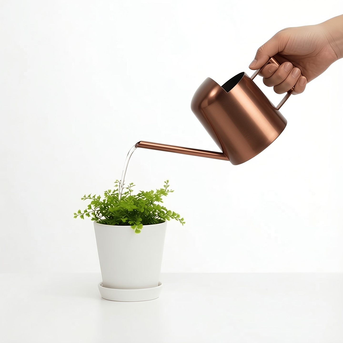 Image of Stainless Steel Mini Watering Can Bronze (10oz/300ml) Metal Office Succulent Green Plant Potted Flower Decoration Watering Can
