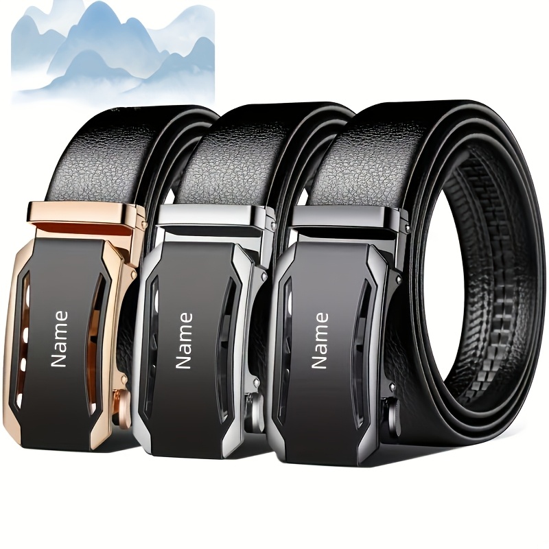 

Custom Engraved Men's Business Belt - Pu Leather With Alloy Automatic , Perfect Gift For Dad, Husband, Boyfriend