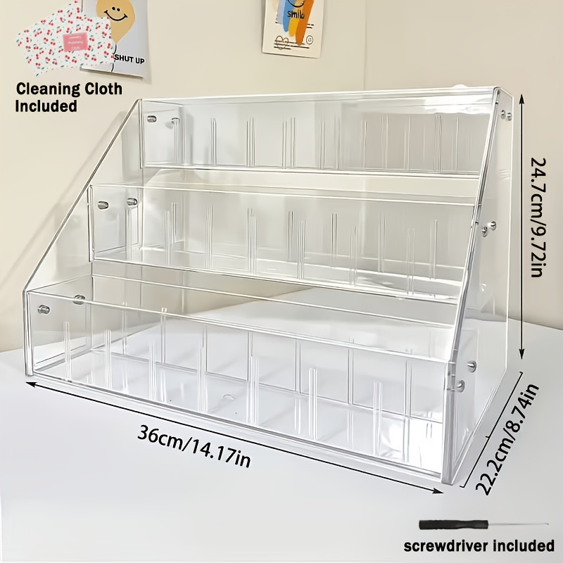 TEMU 3-tier Large-capacity Display Rack, Suitable For Rag Dolls And Handmade Collectibles - Transparent Tiered Storage Display Rack With Compartment
