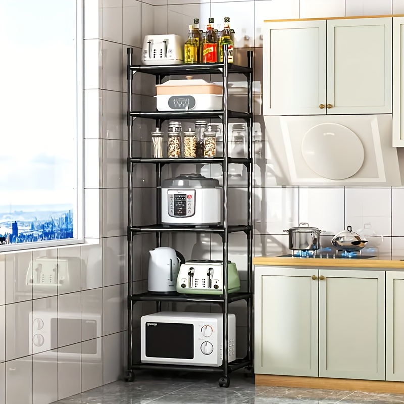 A Versatile 6-tier Vertical Shelving Unit For Home Storage, Suitable For Kitchen, Bathroom, And Bedroom. Easy To Assemble And Used In Multiple ., Standing Shelf