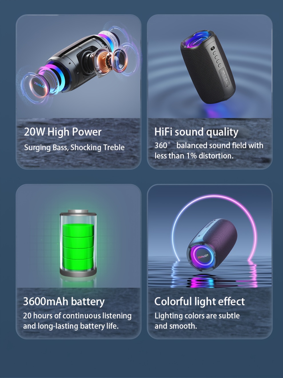 S61 20w Wireless Speakers (without Microphone), Support Wired Microphone, Outdoor Portable