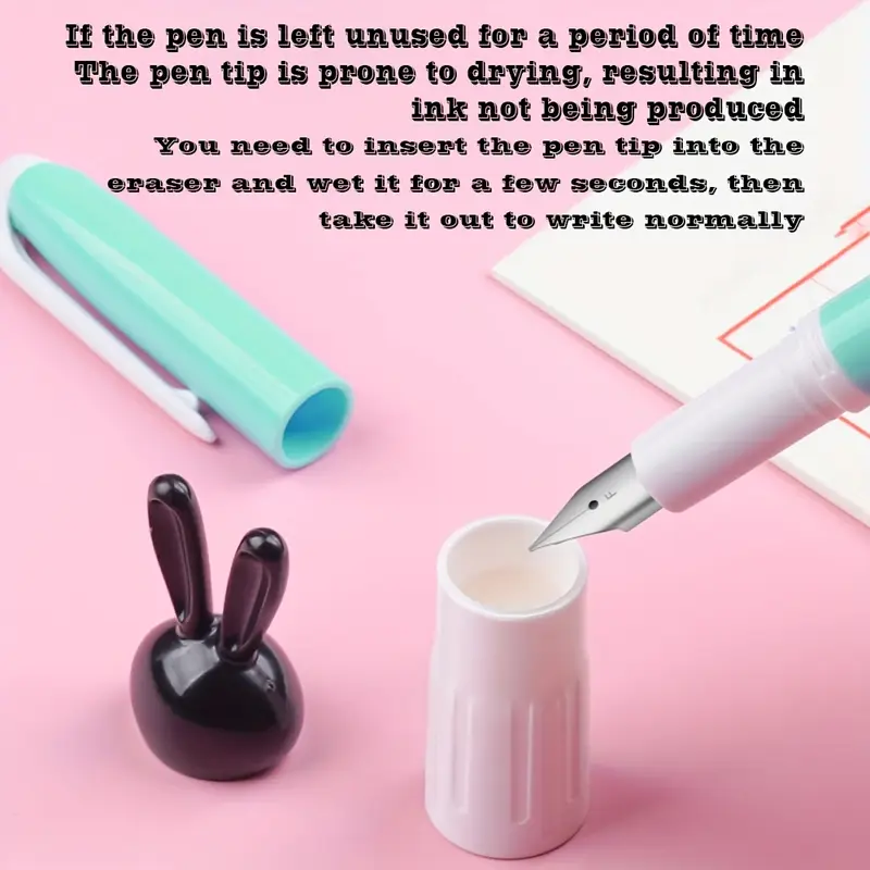 Set stilou cu radiera + 5 rezerve termice 8 set de 6 bucăți, uri ștergătoare la căldură cu fin de 0.5mm, saci de cerneală înlocuibile, papetărie de birou cu instrumente de scris din cauciuc (1 + 5 saci de cerneală albastră) detalii 6