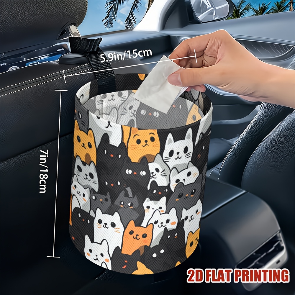 TEMU 1pc Animal Paw Print Car Trash Can - Versatile For Kitchen & Camping, Stylish Interior Accessory For Women, Durable Pvc Material