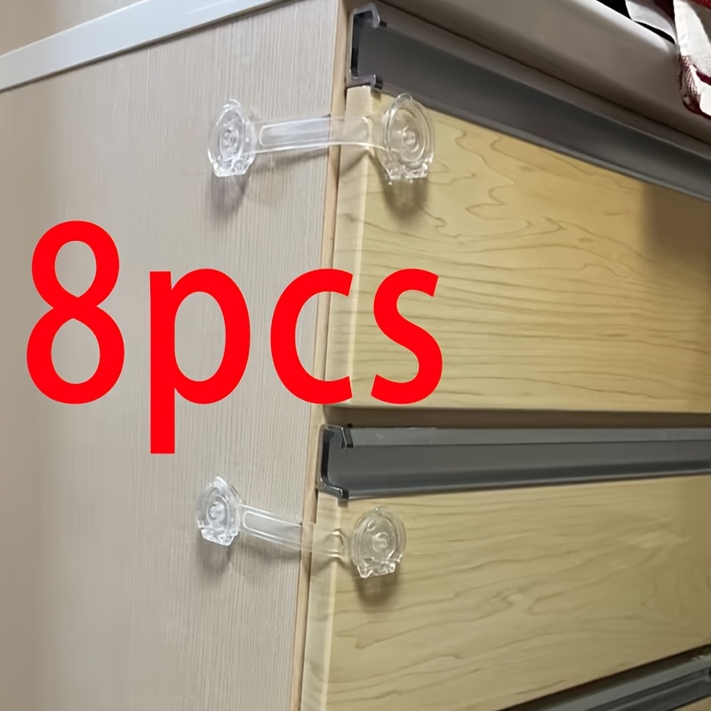 Image of 8pcs Clear Child Safety Locks, Safety Drawer Locks For Kitchen Cabinet, Fridge, Bathroom
