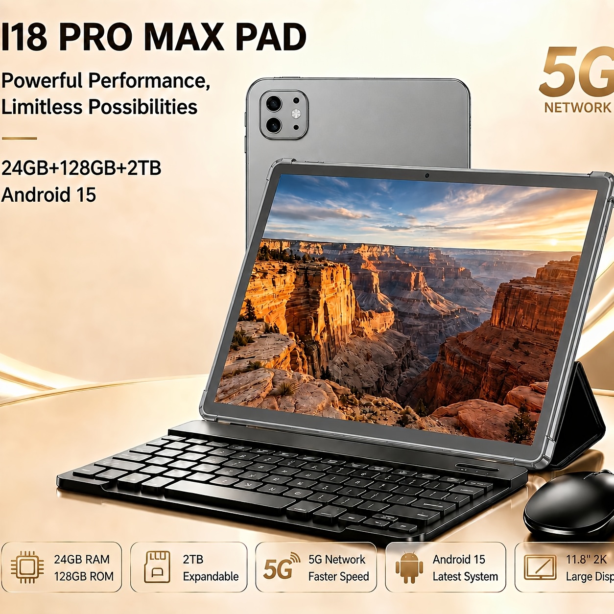 2026 New Flagship 15 Tablet, 10-inch 2-in-1 Pad Pro Max | 24gb+128gb (1tb Expandable), Long-lasting Battery, Hd Cameras, Gps, Free Keyboard And Protective Case, Tablet, Pad