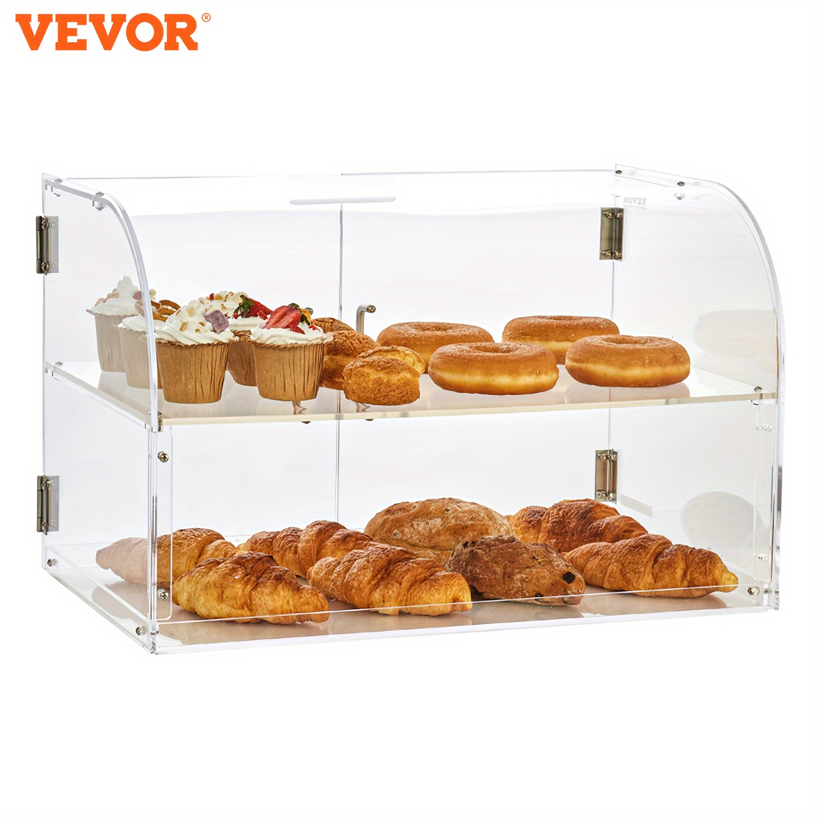 

Vevor Pastry Display Case, 2-tier Commercial Countertop Bakery Display Case, Acrylic Display Box With Rear Door & Removable Shelves, Keep Fresh For Donut Cake Cookie, 22"x14"x14