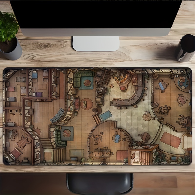 

House Layout Pattern Gaming Mouse Pad - Large, Non-slip Rubber, Suitable For Office, School, Gaming, And Home Use