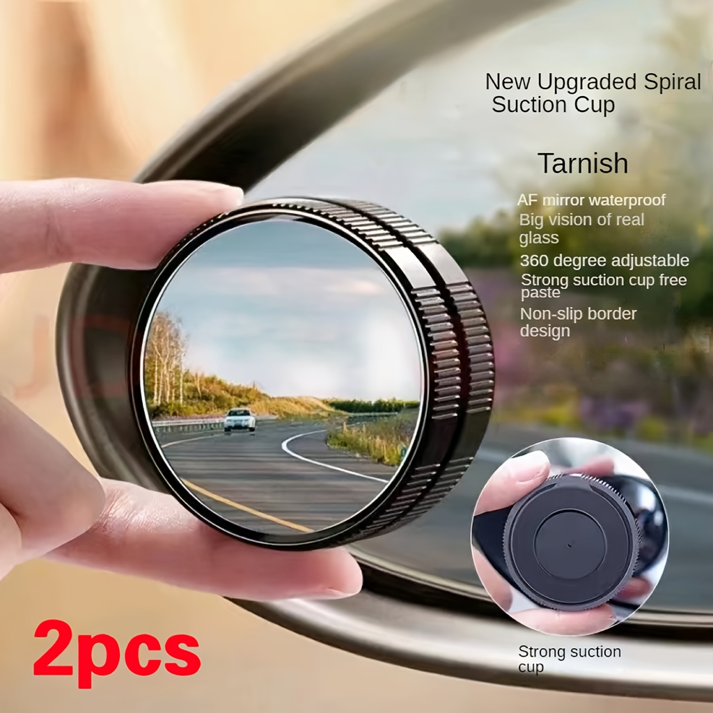 

360° Adjustable Convex Blind Spot Mirrors, 2-pack, Universal Fit, Left Side, Round Shape, Wide-angle View, Waterproof Anti-fog Lens, For Car Reverse And Rear View Assistance