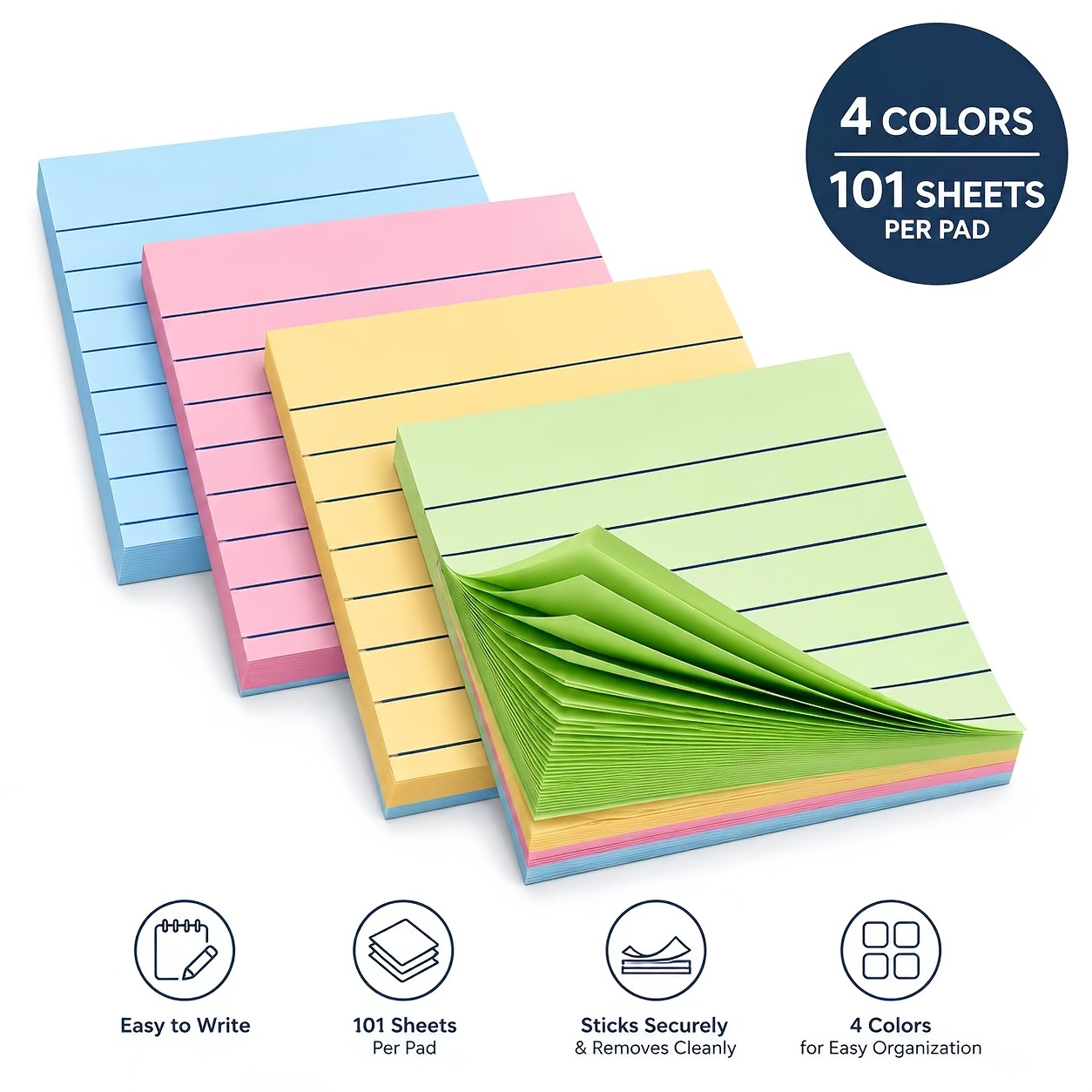 101pcs colored thickened sticky notes convenient creative memo pad four colors   tearable notepad suitable for office and home use easy to   space saving strong   sticky notes are super practical