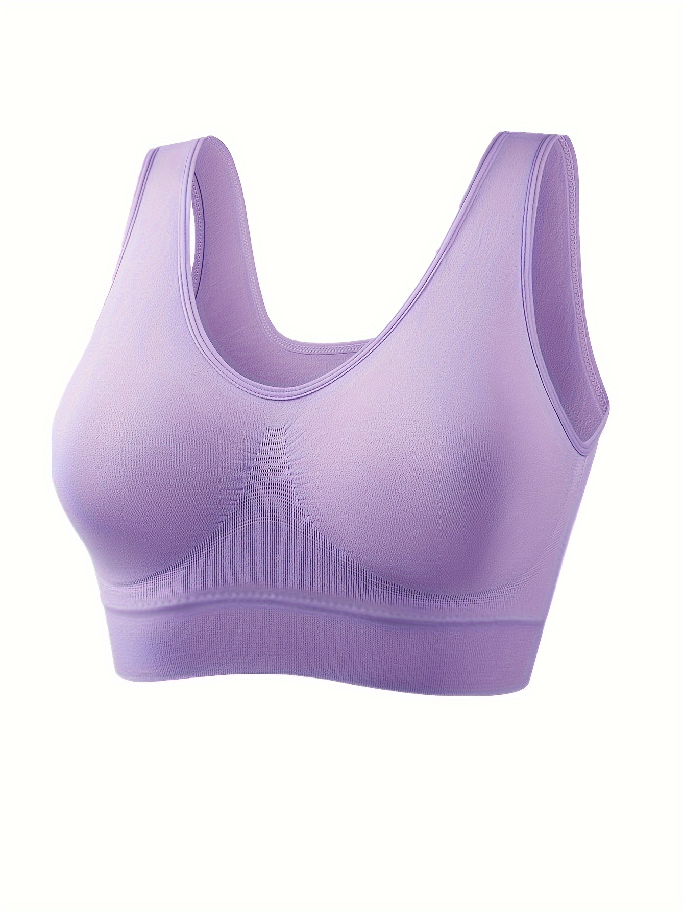 3pcs Women's Plus Size No Underwire No Padding s Bras - Single-Layer Backless Design, Medium Support Seamless Bras for Running Workouts, Pastel Pink Lavender Blue, Essential, Backless Vest Style, Medium Elasticity