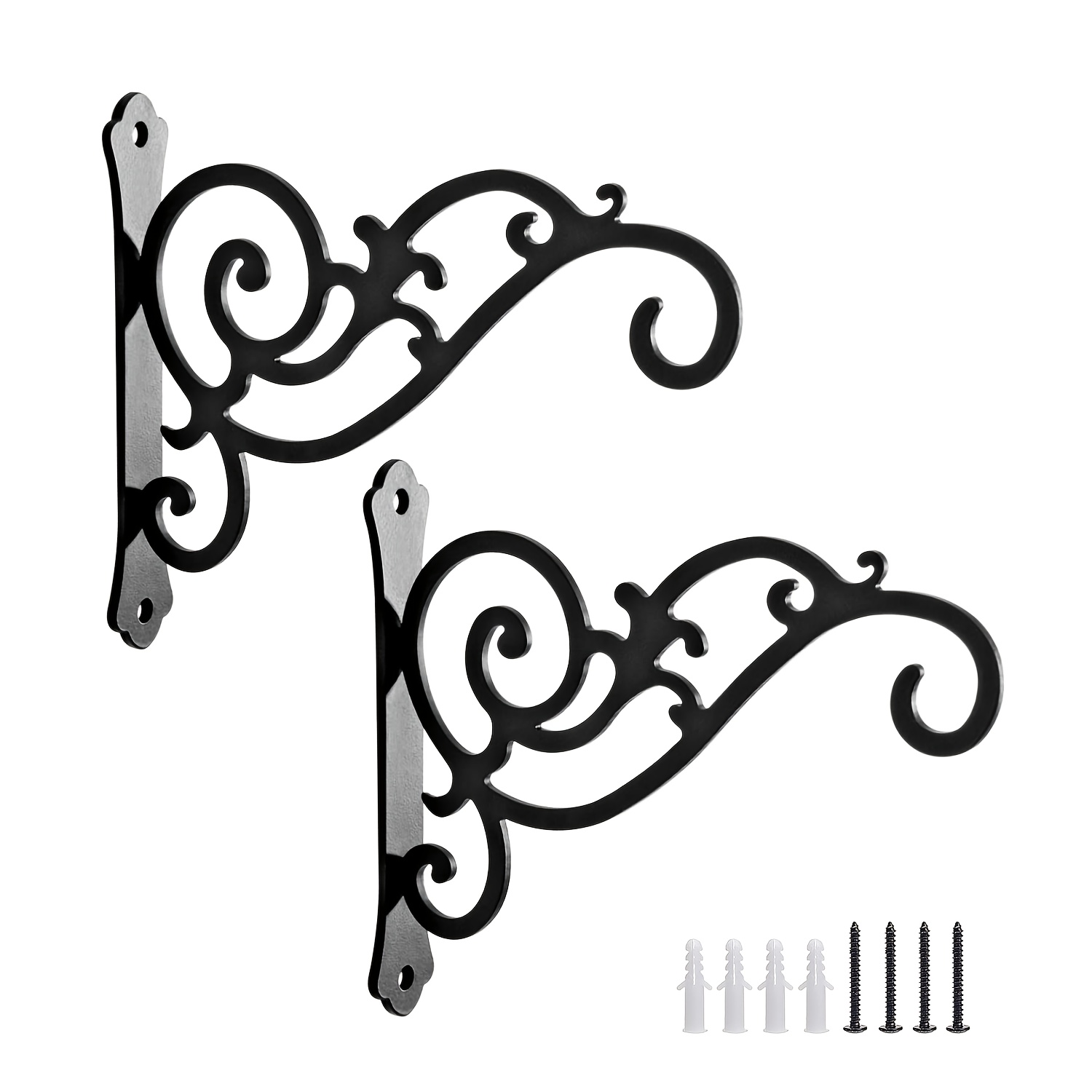 TEMU 2pcs 6 Inch Iron Wall Mount Hanging Planter Brackets, Decorative Hook For Bird Feeders, Lanterns, Wind Chimes, Coats & Home Decor - Heavy Duty