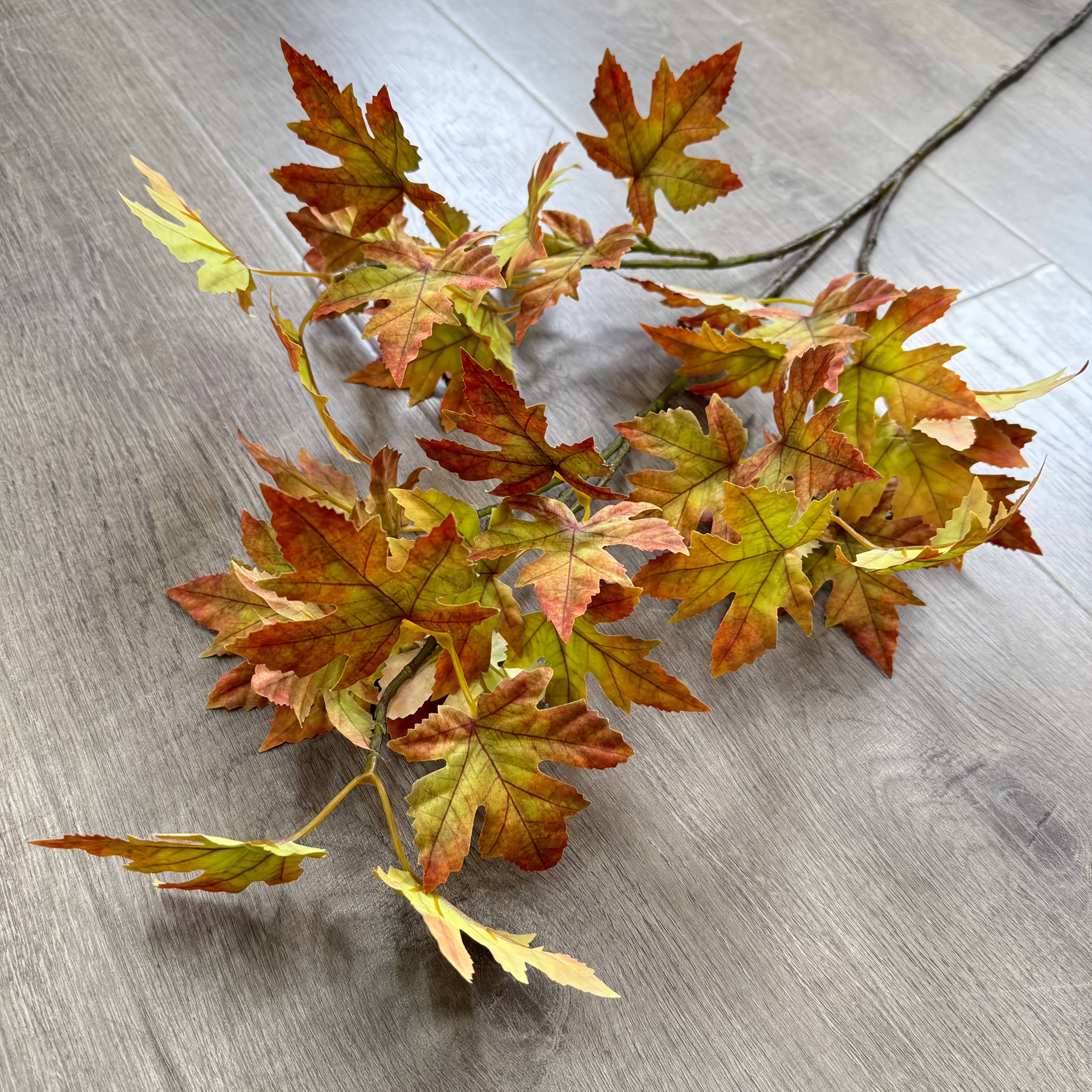TEMU 1pc 42.52 Inch Artificial Silkyy Maple Leaf Branch Autumn Decor, Autumn , Wedding Bouquet Table Centerpiece, Thanksgiving Christmas New Year