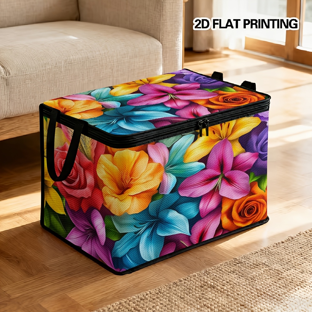 1 stuk Elegante Paarse & Gouden Krullen Opvouwbare Wasmand met Klapdeksel en Ritssluiting - Hedendaagse Wasmand Geschikt voor Kamer, Nachtkastje Opbergruimte - Decoratieve & Functionele Organizer, 2D Plat, Plankmanden, 2D Plat, Plankmanden