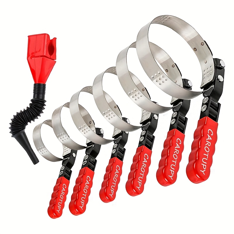 TEMU 7pcs Oil Filter Removal Tool Kit, Adjustable 3-jaw Wrench And 9" & 12" Oil Filter Pliers, Fits 2-3/4" To 5-1/4" Filters, Anti-slip Pvc Handles