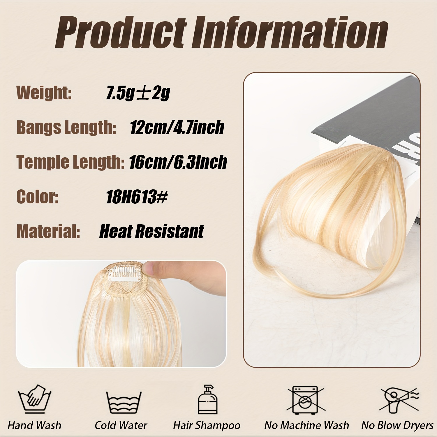 womens synthetic straight hair clip in air bangs light invisible hairpiece with   heat resistant wig accessory   and suitable for   collection details 13