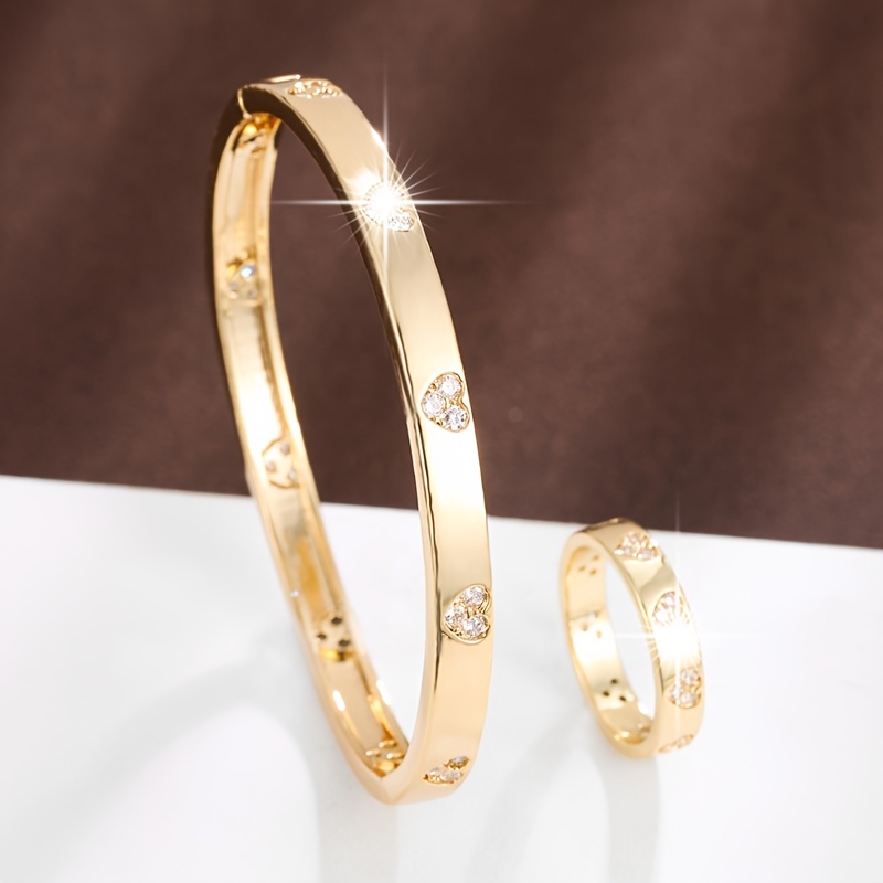 Synthetic Zirconia Bracelet and Ring Set for Women