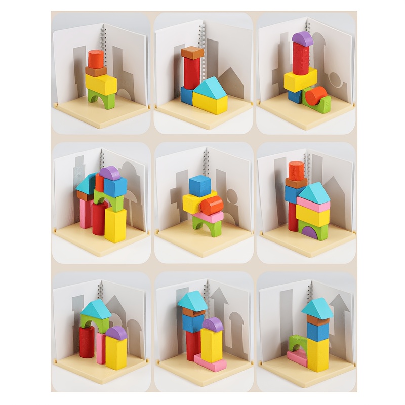 Children's Wooden 3D Spatial Construction Blocks