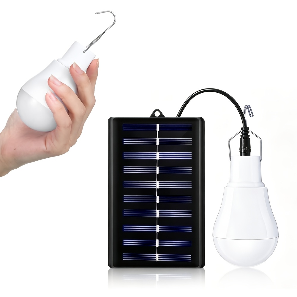 TEMU Solar-powered Hanging Led Lantern With A Detachable Solar Panel And A Long Power Cord; Portable Solar Hanging Lamp Suitable For Outdoor Camping,