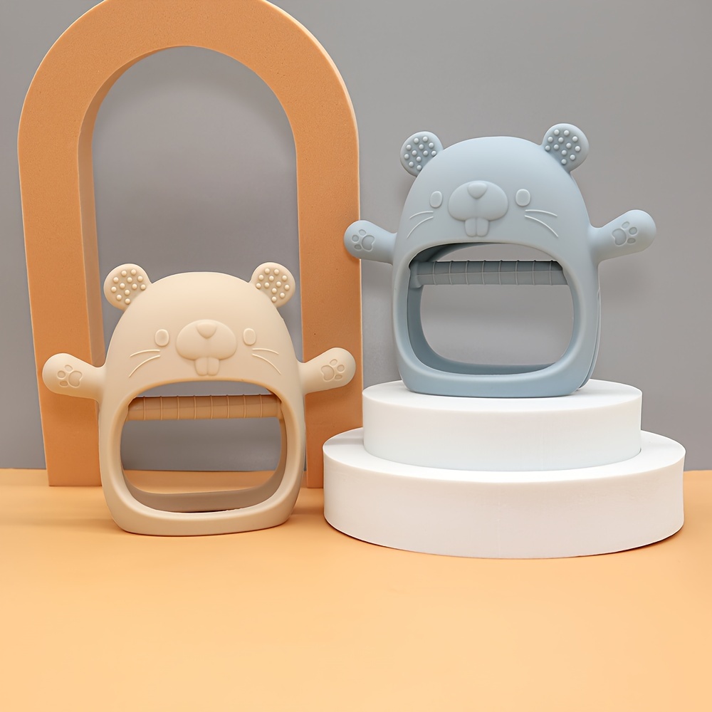 1pc Cute Bear-Shaped Silicone Teether for Youngsters - Food-Grade, Durable, Non-Drop Teething Toy in Mixed Colors | Ideal Thanksgiving & Christmas Gift for Youngsters, Safe Youngsters Accessory|Playful Youngsters Toy|Durable Teether, Youngsters Teething Toys