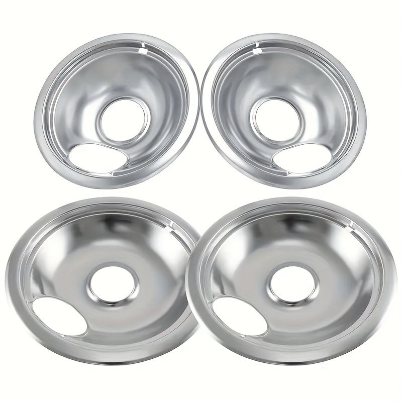 

4pcs Stainless Steel Drip Pan Set For Ge & Electric Ranges - Compatible With Wb31t10010, Wb31t10011 Models - Includes 6" & 8" Pans With Locking Slot