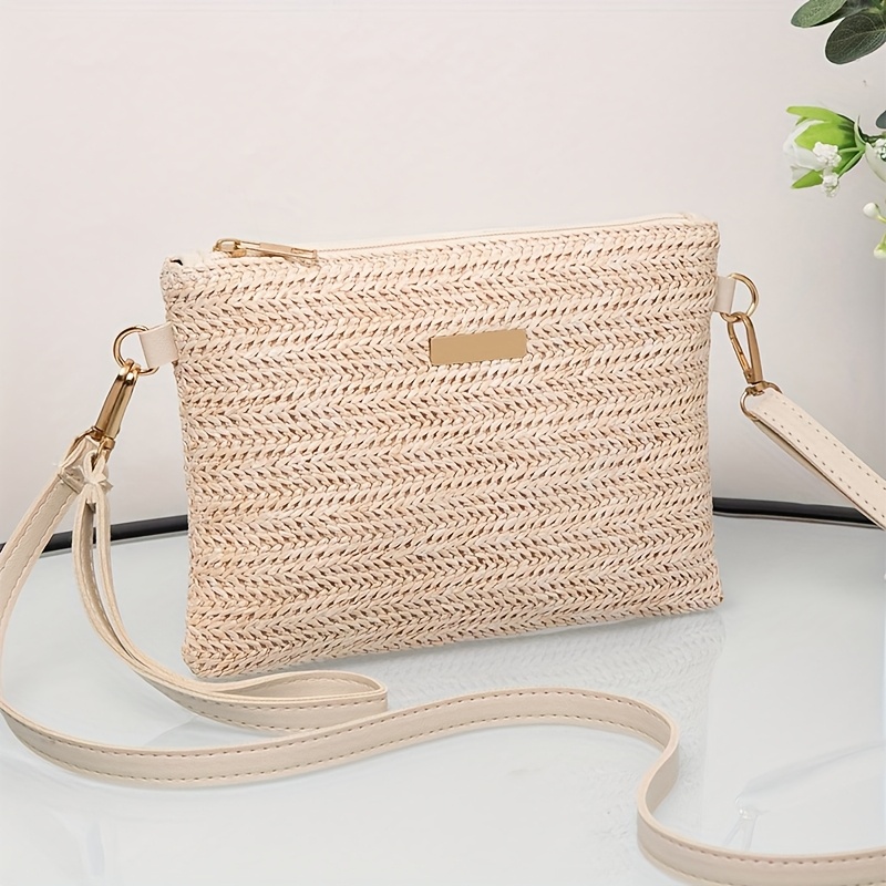 Image of Crossbody Phone Bag, Sweet Cute Fashionable Shoulder Bag With Adjustable Strap, Woven Straw Bag, Summer Woven New Style Bag