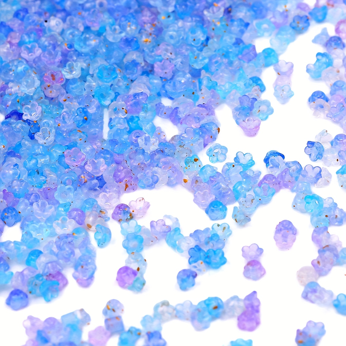 Image of Approximately 3000pcs Of 4mm Blue-purple Golden-dotted Lily Flower Beads, Flower Beads With Holes, Used For Necklaces, Bracelets, Earrings, Hair Additions, And Decorative Jewelry Components