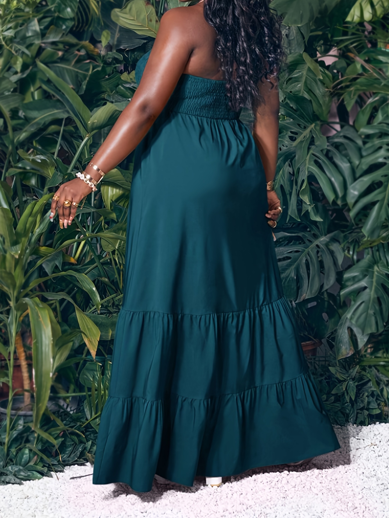 emerald green bandeau folded detail extreme split maxi dress Emerald Green Chiffon Halter V-Neck Slit Backless Maxi Bridesmaid Dres – NZ  Bridal main image 0