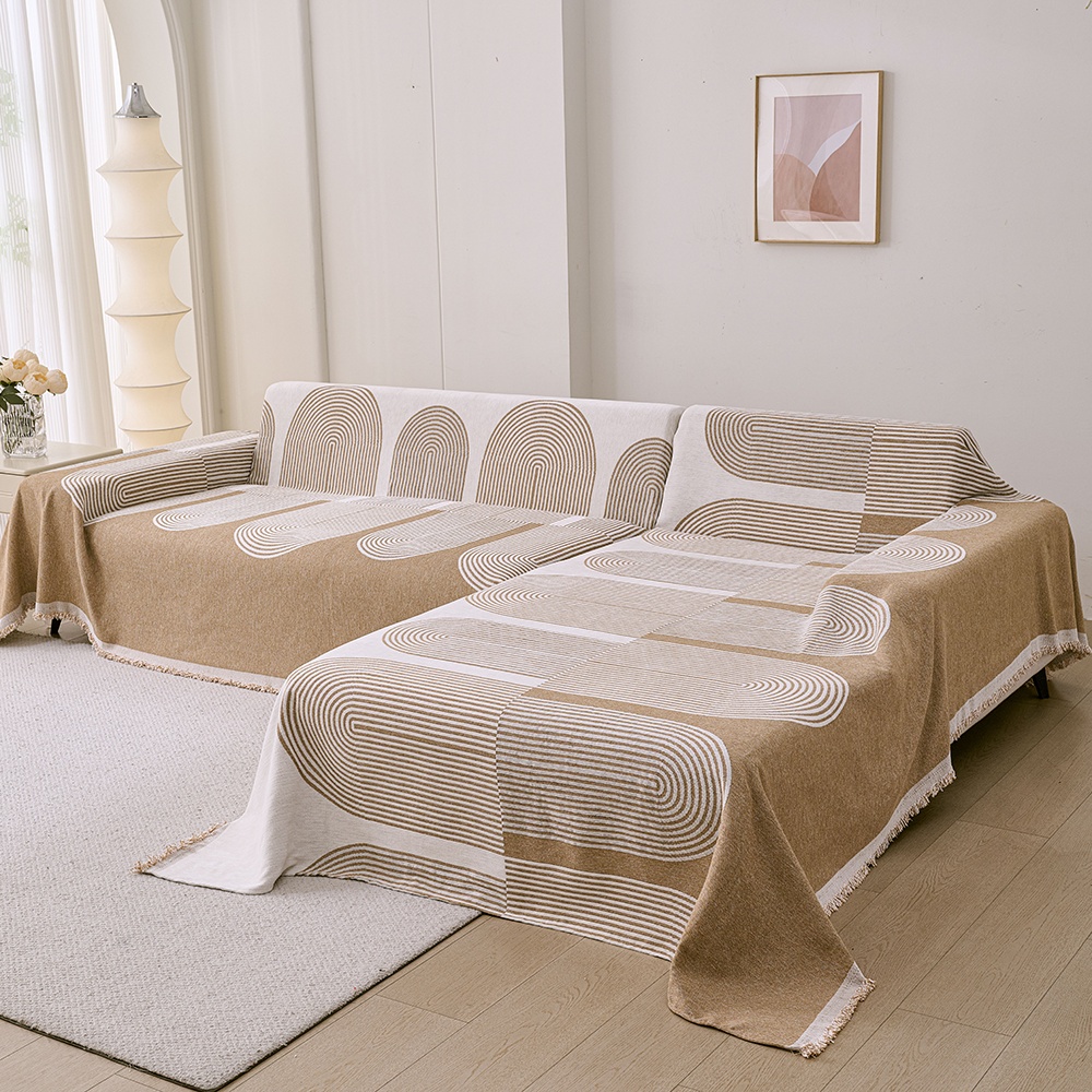 TEMU 2pcs Set Of Anti-slip Tassel Sofa Cover - Pet-friendly Machine Washable Chenille Sofa Protective Cover, Suitable For Sofas Of People