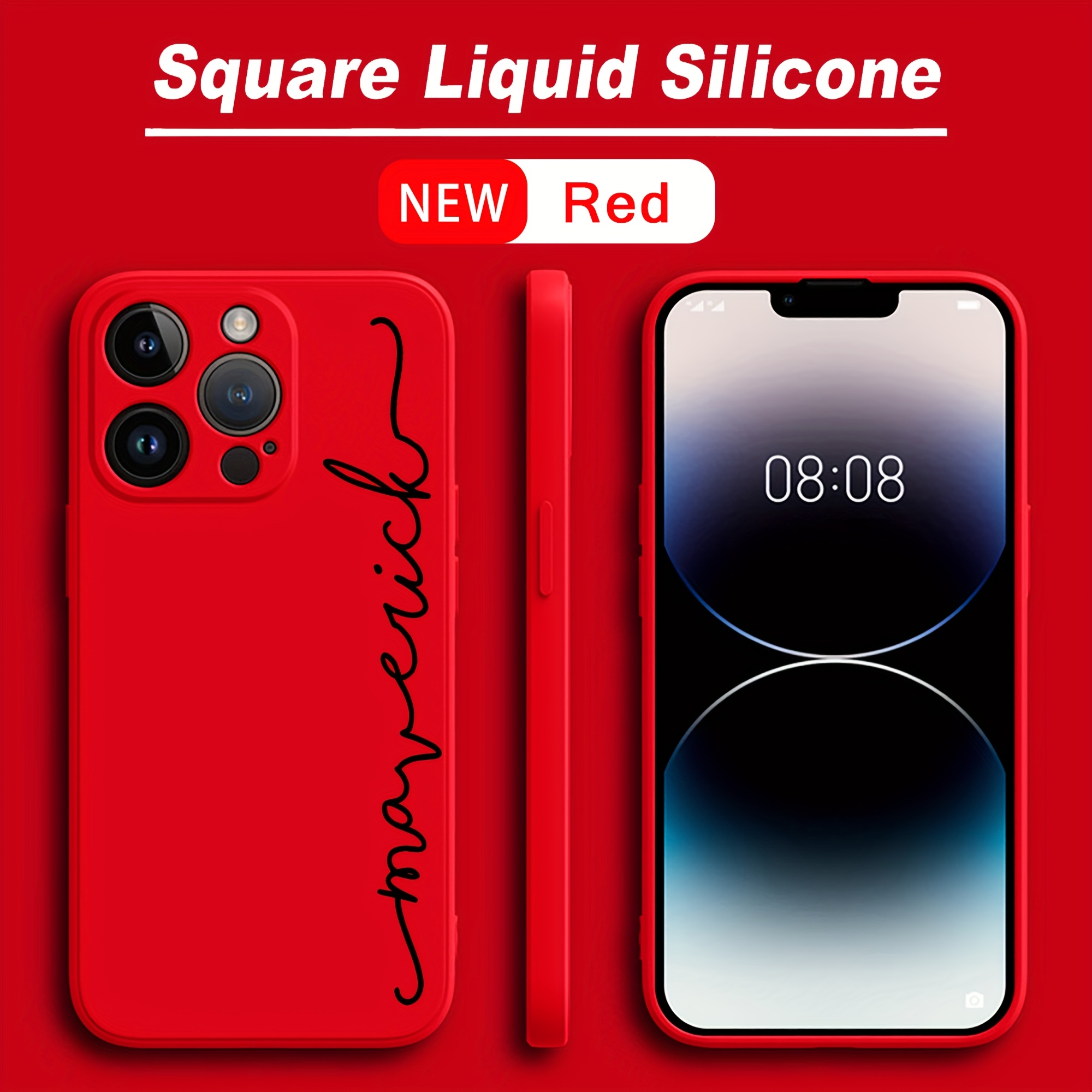 TEMU Phone Case - Personalized Customized Phone Compatible With Iphone 18 16 15 14 13 12 11 Pro Customized Name Initials Stylish Solid Liquid Gel