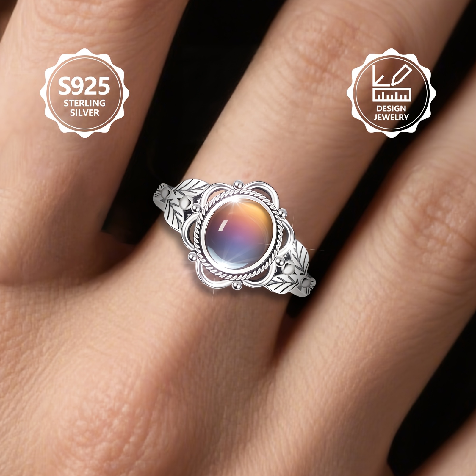 Women's Vintage Bohemian Style 925 Sterling Silver Ring