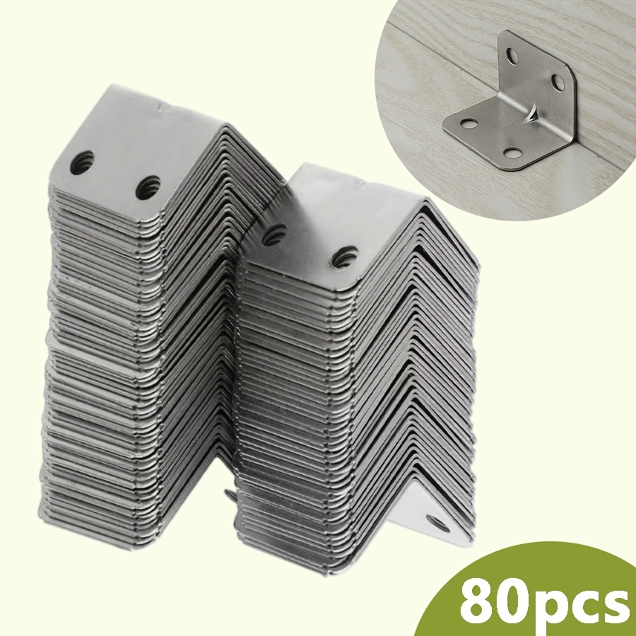 TEMU 80pcs 90-degree Metal Corner Brackets, L-shaped Heavy-duty Brackets, Durable Rust-resistant Furniture Connectors - Easy To Assemble And Install,
