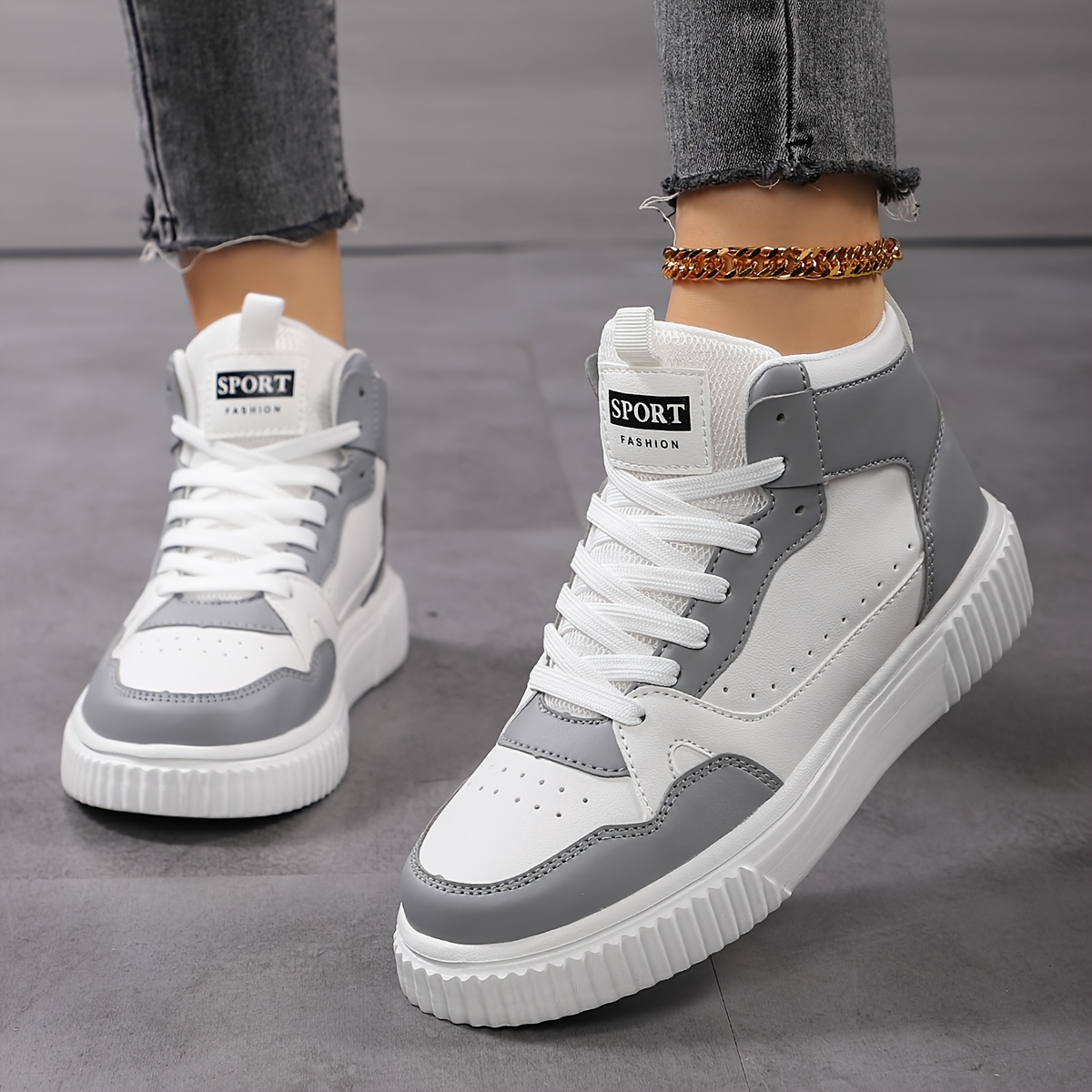 women's season high top casual sneakers solid color Temu Mauritius