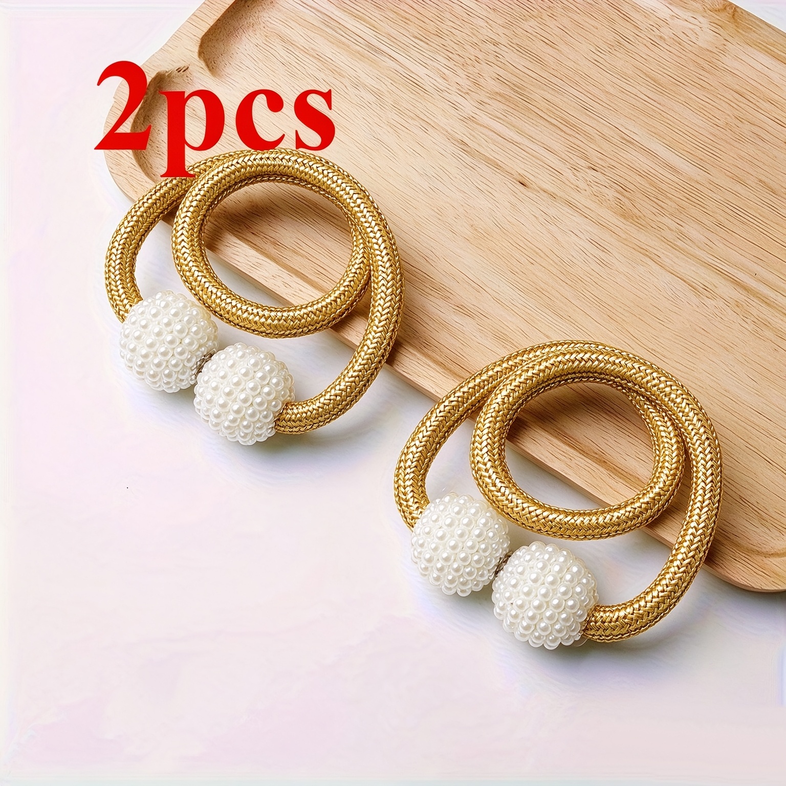 TEMU 2pcs Bandes Magnétiques pour Rideaux, Ornement en Perle, Boucles de Corde en Polyester , pour la Décoration de et de , Ajouts Élégants pour le