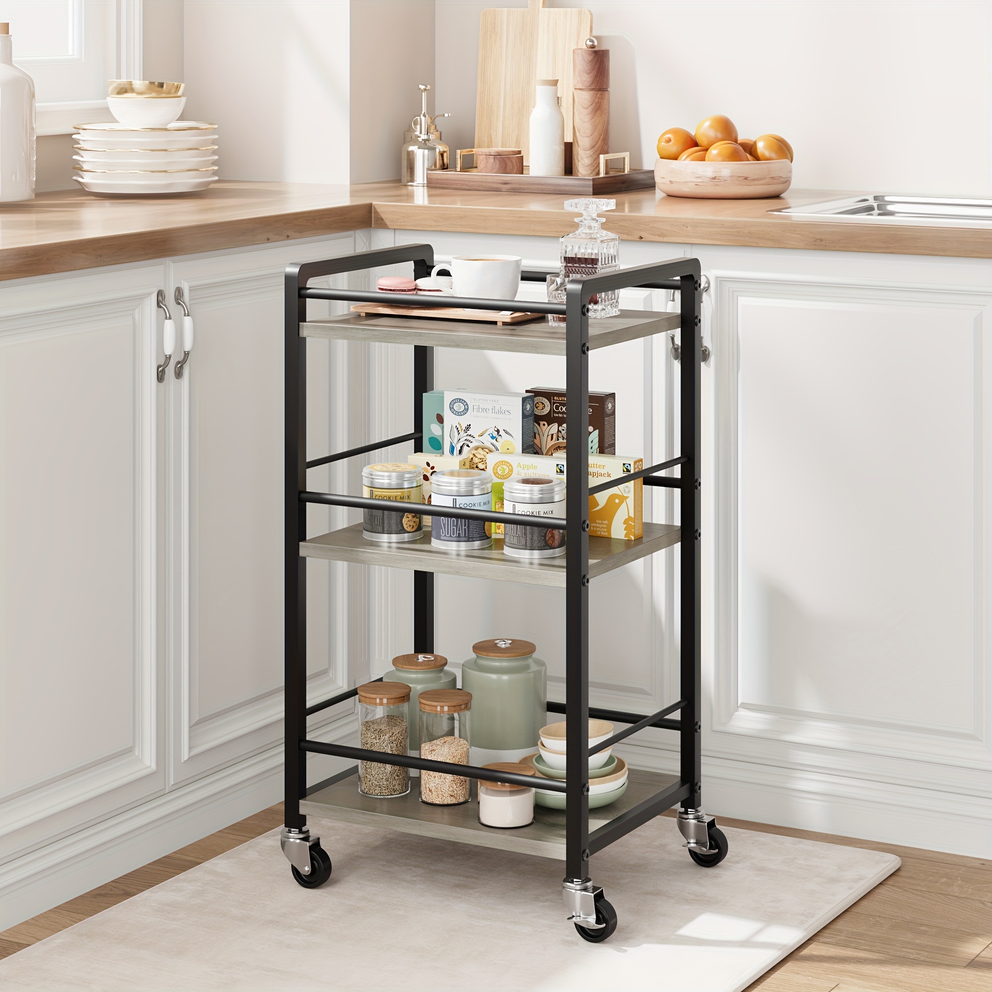 3 Tier Bar Cart Home Wheels Liquor Cart - Temu