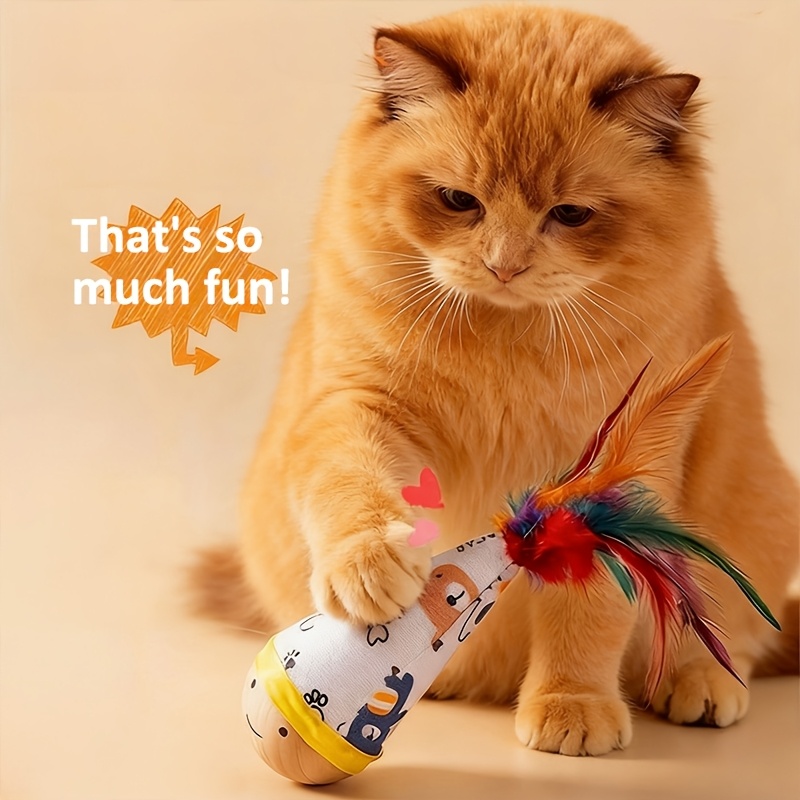 E-shop Wackel-Katzenspielzeug mit lebendigen Kunstfedern – Bewegungs- Wackelfunktion, interaktives Selbstspiel für Katzen, langlebiges Nylon für